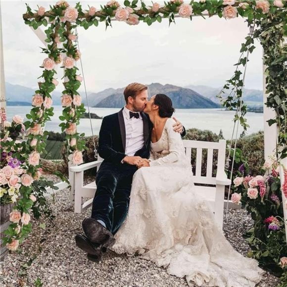 2 Pack Pink Artificial Floral Garland 13 FT Fake Rose Vine Hanging Rose Garland - Picture 4 of 6